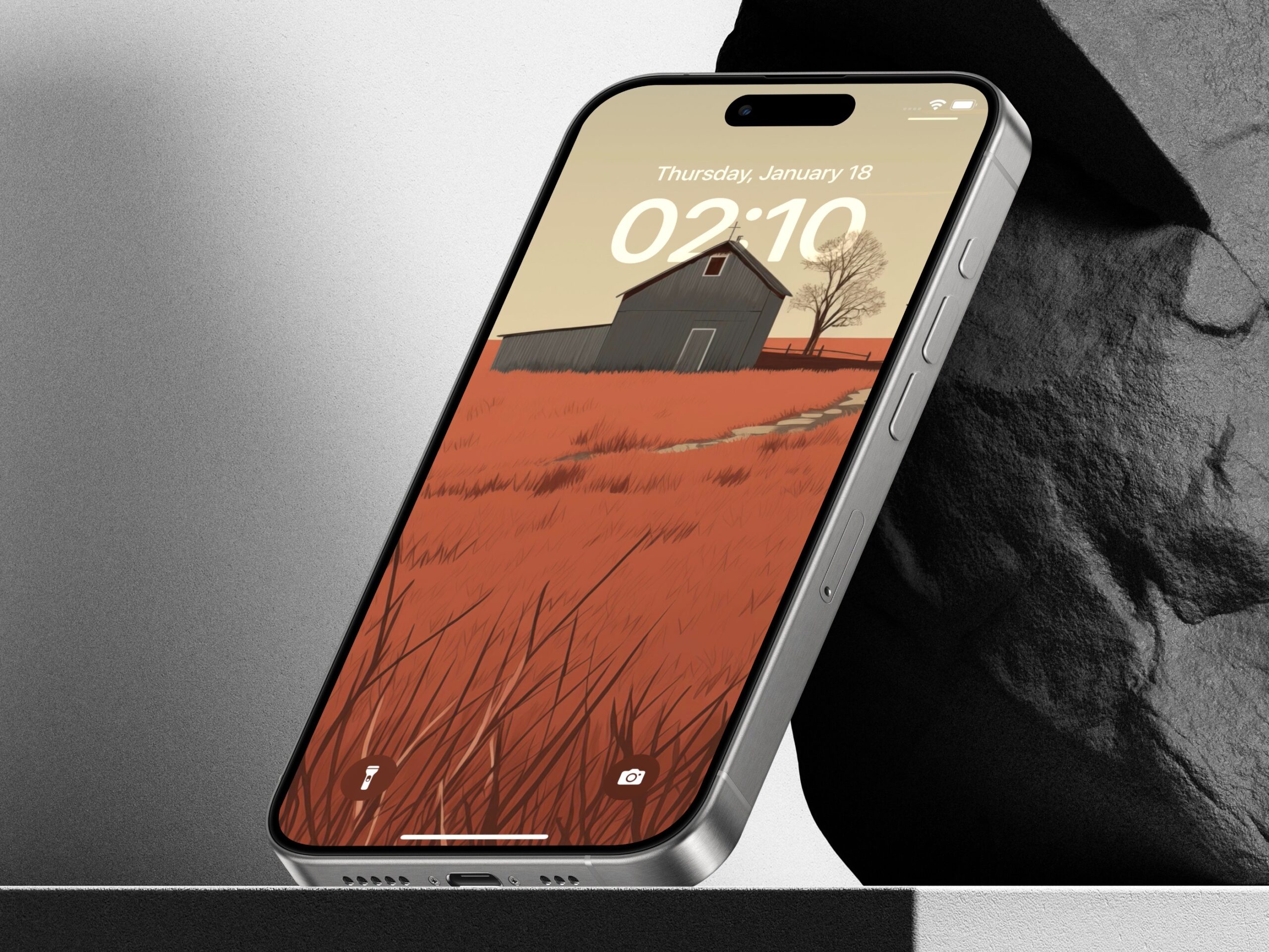 红谷仓艺术插图4K壁纸下载｜RedBarn Wallpapers